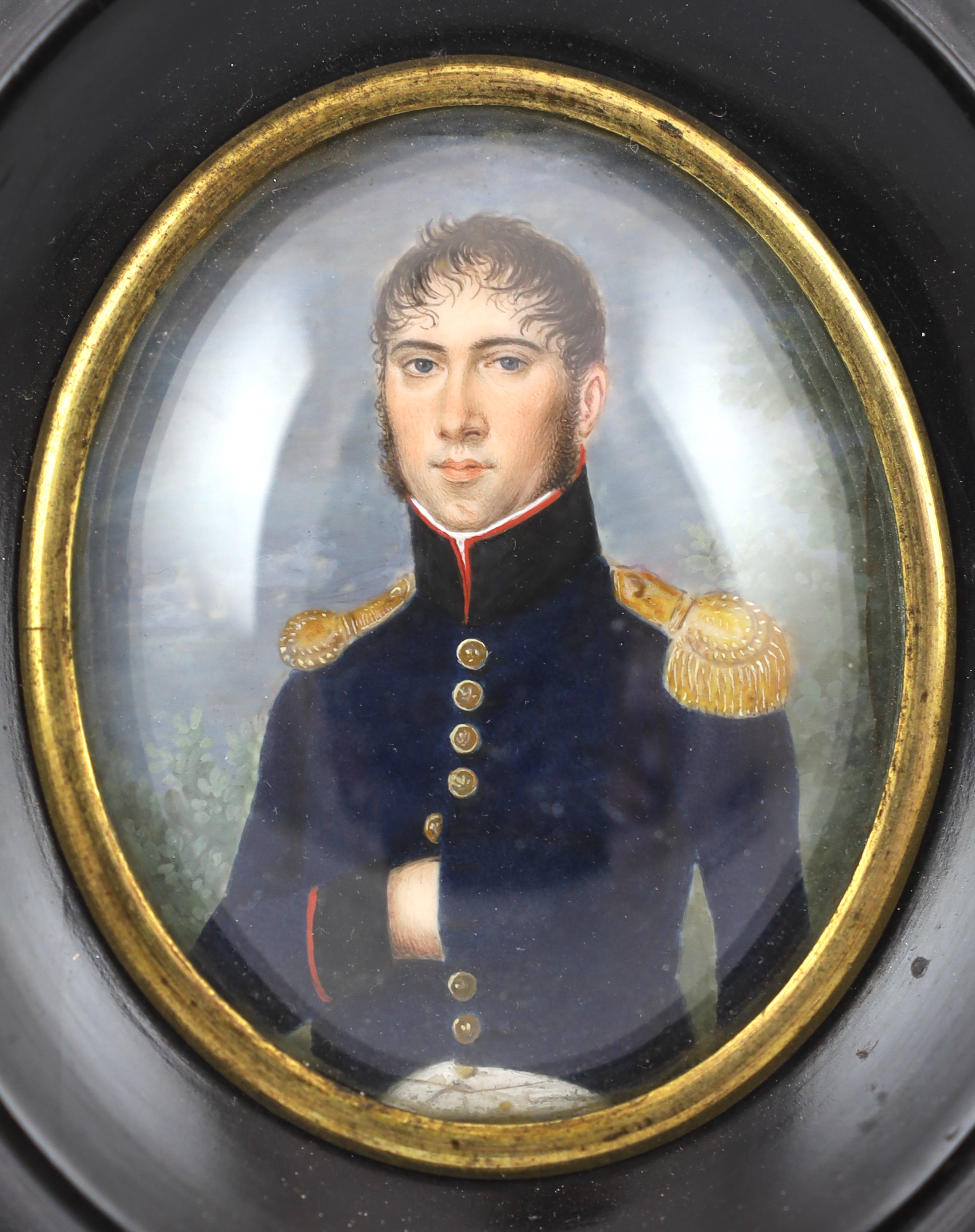 French School circa 1850, Portrait miniature of Monsieur Parés, Colonel, Officier d'Artillerie, watercolour on ivory, 6.4 x 5.3cm. CITES Submission reference TQTGX7UN